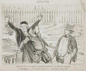 Jean Goujon i Philibert Delorme szukający dziedzińca Luwru autorstwa Honoré Daumier