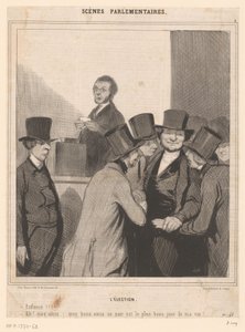 Karykatura dwóch kandydatów po ogłoszeniu wyników wyborów autorstwa Honoré Daumier