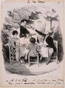 Dobrzy mieszczanie: Ach! Jest świeży... Ale potrzymaj, chłopcze autorstwa Honoré Daumier