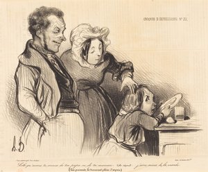 Lolo, kogo kochasz bardziej, swojego tatę czy mamę... autorstwa Honoré Daumier