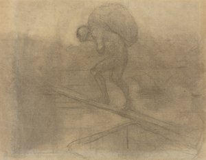 Mężczyzna niosący worek autorstwa Honoré Daumier