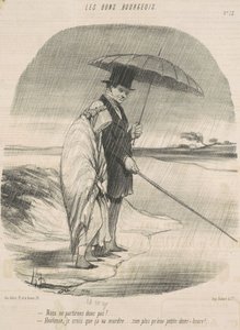A więc nie wyjedziemy! - Hortense, myślę, że będzie brało ... Tylko małe pół godziny! autorstwa Honoré Daumier