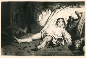 Sto dwadzieścia litografii H. Daumiera, Satyryka w N & B, ok. 1834: Masakra de la rue Transnonain (Paryż) - Republikanin, Martwe trupy, Represja - Ilustracja Honore Daumiera (1808-1879) autorstwa Honoré Daumier