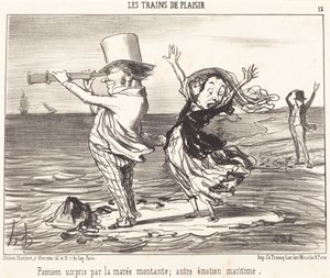 Paryżanie zaskoczeni przez przypływ... autorstwa Honoré Daumier
