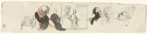 Szkice różnych postaci (verso) autorstwa Honoré Daumier