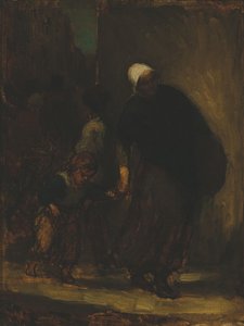 Scena uliczna, ok. 1864 (olej na płycie) autorstwa Honoré Daumier