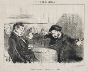 Komitet słuchający czytania tragedii autorstwa Honoré Daumier
