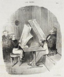 Dziecko, które bawi się byle czym. Le Constitutionnel wystarcza mu na cały wieczór autorstwa Honoré Daumier