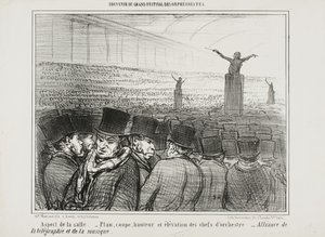 Widok na wielką salę, tablica 1 z Souvenir Du Grand Festival Des Orphéonistes autorstwa Honoré Daumier