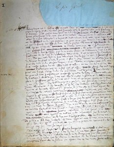 Pierwsza strona rękopisu „Le Pere Goriot” (pióro i atrament na papierze)