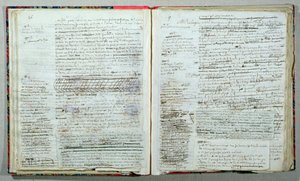 Strony 26 i 27 rękopisu „Wann-Chlore”, opublikowanego anonimowo w 1825 r. (pióro i atrament na papierze) autorstwa Honore de Balzac