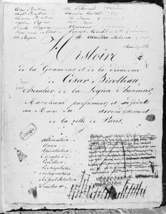 Strona tytułowa „Histoire de la Grandeur et de la Decadence de Cesar Birotteau”, 1839 autorstwa Honore de Balzac
