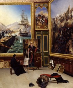 Brat Filip kopiujący portret markiza de Fontanes w Muzeum Wersalskim autorstwa Emile Jean Horace Vernet