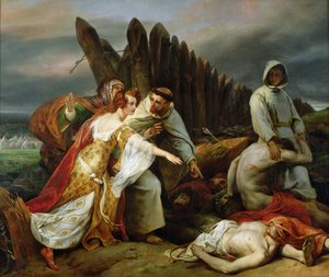 Edith Odnajdywanie Ciała Harolda, 1828. autorstwa Emile Jean Horace Vernet