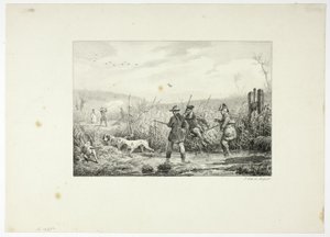 Łowcy autorstwa Emile Jean Horace Vernet