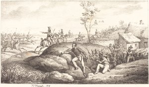 Zasadzka piechoty przeciwko Kozakom autorstwa Emile Jean Horace Vernet