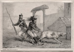 Huncwoci, trzymajcie się mocno. autorstwa Emile Jean Horace Vernet