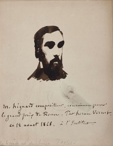 Portret kompozytora Aristide Hignarda 1822-1898, 1848. autorstwa Emile Jean Horace Vernet