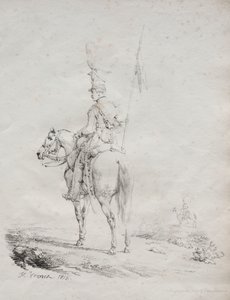 Zbiór esejów litograficznych: Le Lancier en Vedette autorstwa Emile Jean Horace Vernet