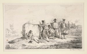 Żołnierze w potyczkach autorstwa Emile Jean Horace Vernet