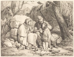 Obóz rodziny żołnierza autorstwa Emile Jean Horace Vernet