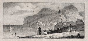 Widok na port morski autorstwa Emile Jean Horace Vernet