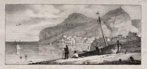Widok na port morski. autorstwa Emile Jean Horace Vernet