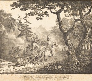 Ranny Francuz zaatakowany przez Kozaka autorstwa Horace Vernet and Hippolyte Lecomte