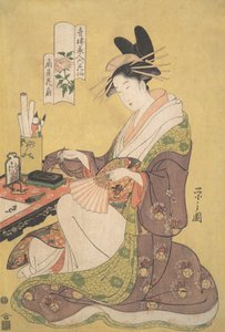 Kurtyzana Hanaogi z burdelu Ogiya Ogiya Hanaogi, z serii Beauties o..., ca. 1794.