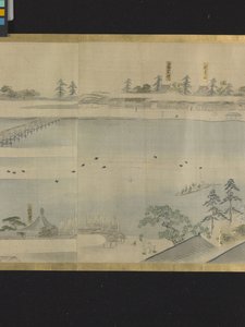 Trzej bogowie szczęścia na przyjemnej wycieczce (atrament i jasne kolory na papierze) autorstwa Hosoda Eishi