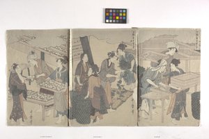 Tryptyk (tusz na papierze) autorstwa Hosoda Eishi