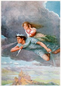 „Tysiąc mil na godzinę”, z włoskich bajek, autorstwa Lilia E. Romano, wyd. Raphael Tuck & Sons (kolor litho) autorstwa Howard Davie