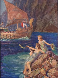 Nimfy wodne wołające „Argo”, ilustracja do Bohaterów greckich baśni, autorstwa Charlesa Kingsleya (1819-75) (kolor lito)