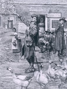 Quaker Exhorter w Nowej Anglii, ilustracja z „Drugiego pokolenia Anglików w Ameryce” Thomasa Wentwortha Higginsona, wyd. w Magazynie Harpera, 1883 autorstwa Howard Pyle