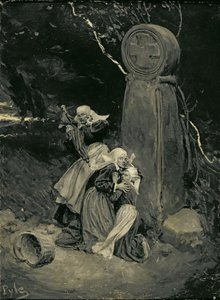 Bretońscy chłopi na krzyżu przydrożnym, z „Ułaskawienia św. Anny d