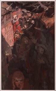Bringing Fire and Terror to the Rooftree and Bed, z książki „Ptaki z Cirencester” Breta Harte (1836-1902), opublikowanej w Scribner