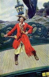 Kapitan Keith na pokładzie swojego statku. Ilustracja z „Księgi piratów Buccaneers and Marooners of the Spanish Main” Howarda Pyle