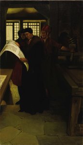 Gutenberg w prasie, 1902. autorstwa Howard Pyle