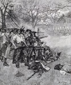 Lexington Green – „Jeśli chcą wojny, równie dobrze może zacząć tutaj”, grawerowane przez F.H. Wellingtona, z Harper