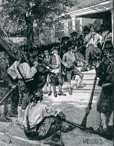Mob Shaysa w posiadaniu gmachu sądu, ilustracja z „Narodzin narodu” Thomasa Wentwortha Higginsona, wyd. w Harper