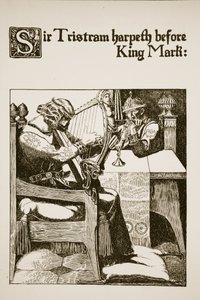 Harfa Sir Tristrama przed Królem Markiem, ilustracja z „Historii mistrzów Okrągłego Stołu” autorstwa Howard Pyle