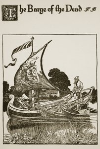Barka umarłych, ilustracja z „Historii Sir Launcelota i jego towarzyszy”, 1907 autorstwa Howard Pyle