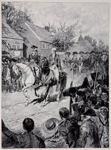 Procesja Cywilna pod przewodnictwem generała Waszyngtona i gubernatora Clintona autorstwa Howard Pyle
