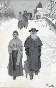 Dunkers - Idąc na spotkanie, rysunek ilustracji opublikowanej w Harper autorstwa Howard Pyle