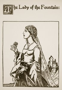 Pani z Fontanny, ilustracja z Historii Sir Launcelota i jego towarzyszy, 1907 autorstwa Howard Pyle