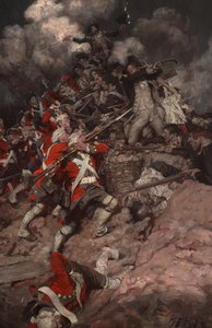 Wdrapali się na parapet i z impetem wpadli na Brytyjczyków. autorstwa Howard Pyle