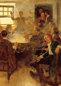 Życie licencjackie w 1679 r., z „Życia licencjackiego na Harvardzie” Edwarda S. Martina, opublikowanego w Scribner