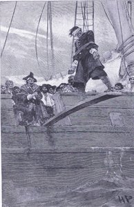 Chodzenie po desce, z Księgi piratów Howarda Pylesa wydanej przez Harper & Bros, 1921 autorstwa Howard Pyle
