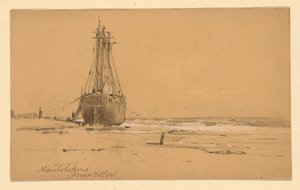 Rysunek, Nad brzegiem morza w Mantoloking, 1884 r. autorstwa Howard Russell Butler