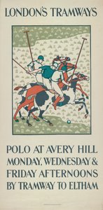„Polo w Avery Hill”, plakat London County Council LCC Tramways, 1923 autorstwa Howard Spear